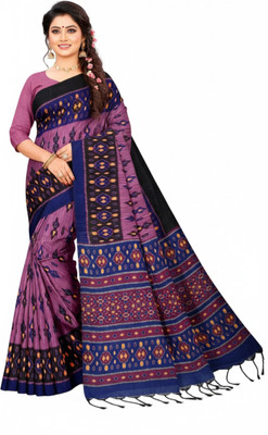Padma Self Design, Printed Sambalpuri Pure Cotton Saree(Purple)