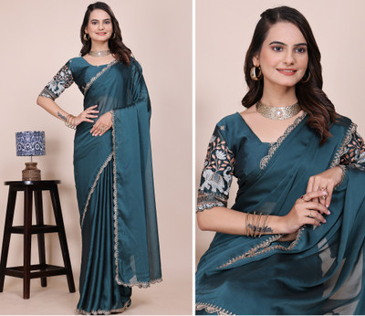 K 5 FASHION Embellished Bollywood Georgette Saree(Blue)