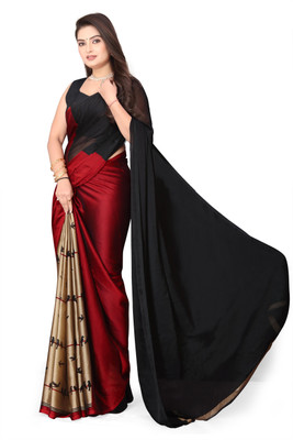 BilloRani Printed Daily Wear Chiffon, Georgette Saree(Red)