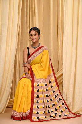 CRAFTWELL Self Design Handloom Pure Cotton Saree(Multicolor)