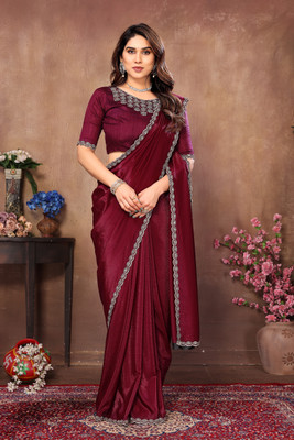 TATHASTU FASHION Solid/Plain, Self Design Bollywood Georgette Saree(Maroon)