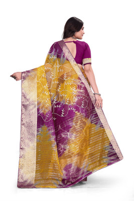 Aarunika SKT Solid/Plain Bollywood Organza Saree(Magenta)
