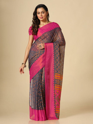 Sanwariya Silks Printed Bollywood Brasso Saree(Grey)