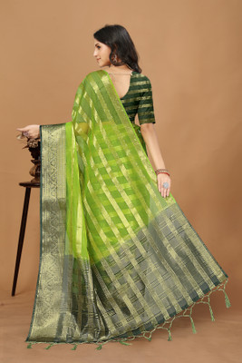 Aarunika MT Solid/Plain Bollywood Organza Saree(Light Green)