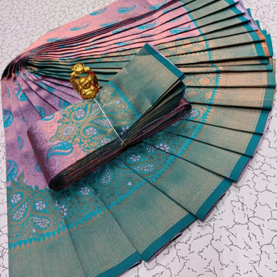 DEV SHREE SILK Woven, Striped Bollywood Jacquard Saree(Multicolor)