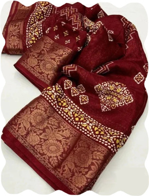 SuperLaxmi Printed Bandhani Art Silk Saree(Maroon)