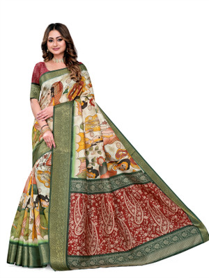 PARVOTSAV Digital Print Bollywood Polyester Saree(Multicolor)