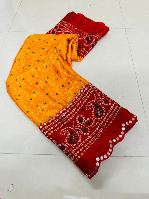Shikha creation Printed Bandhani Georgette Saree(Multicolor)
