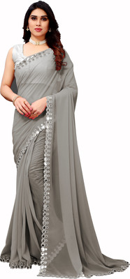 The Fashion Tax Embellished Bollywood Georgette Saree(Grey)