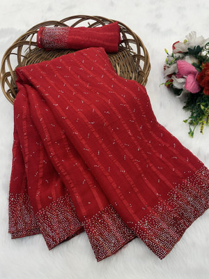 ZOYAL ENTERPRISE Embellished Bollywood Georgette Saree(Red)
