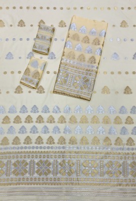 kamdar Woven Mekhela Chador Polyester Saree(Beige)