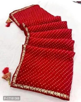 harshit designer Geometric Print Leheria Silk Blend Saree(Red)