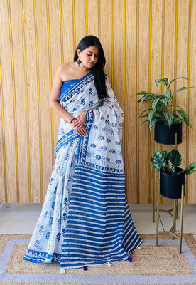 wonaari Printed Daily Wear Silk Blend Saree(Multicolor)