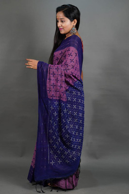 DAS TAXTILES Printed Sambalpuri Cotton Blend Saree(Multicolor)