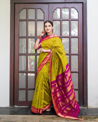 K SALIYA ENTERPRISE Printed Kanjivaram Pure Silk Saree(Pink)