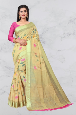 Vimalnath Synthetics Printed Kalamkari Cotton Blend Saree(Multicolor)