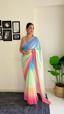 Vastramela Self Design, Dyed Bollywood Georgette Saree(Cream)