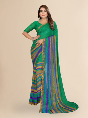 Moda Rapido Floral Print Daily Wear Georgette Saree(Green)