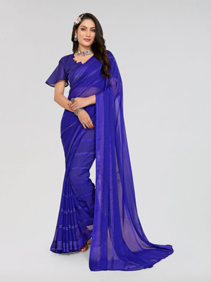 Moda Rapido Self Design Daily Wear Satin Saree(Blue)