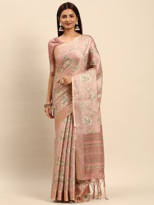 RekhaManiyar Digital Print Kanjivaram Cotton Silk Saree(Pink)