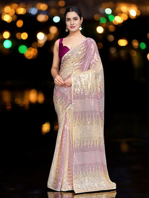Divastri Embellished Bollywood Georgette Saree(Magenta)