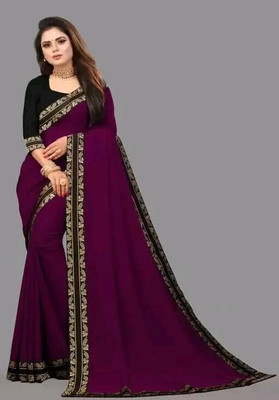 Samrudhh Solid/Plain Bollywood Georgette Saree(Purple)