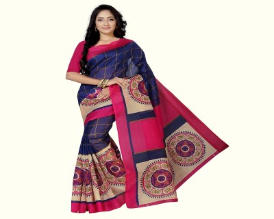 RUNAYA NX Digital Print Bandhani Cotton Blend Saree(Blue)