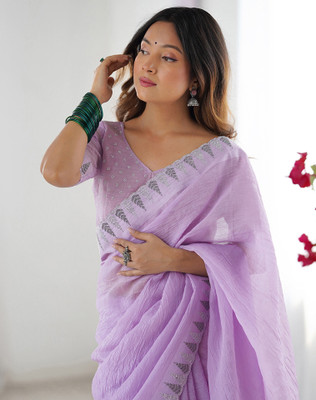 Tasrika Embellished, Embroidered Bollywood Chiffon, Georgette Saree(Purple)