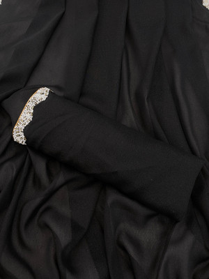 Elder Solid/Plain Bollywood Georgette Saree(Black)