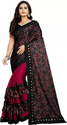 KISHVA Digital Print Bollywood Lycra Blend Saree(Red)