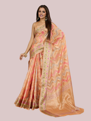Divastri Woven Banarasi Organza Saree(Pink)