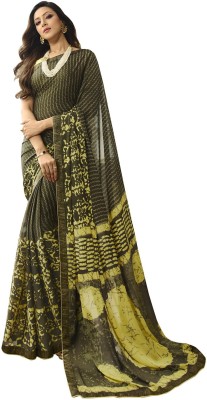 Hinayat Fashion Printed Daily Wear Georgette, Chiffon Saree(Light Green)