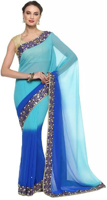 ROOP SUNDARI SAREES Embroidered Bollywood Georgette Saree(Multicolor)