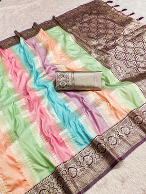 Tasrika Woven Banarasi Cotton Silk Saree(Multicolor)