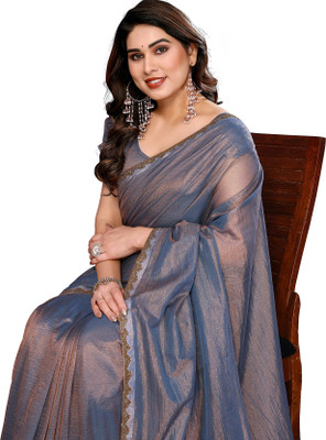 Priyashi Embellished Bollywood Jimmy choo, Satin Saree(Grey)