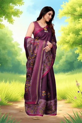 Gugaliya Printed Daily Wear Cotton Blend, Art Silk Saree(Multicolor)