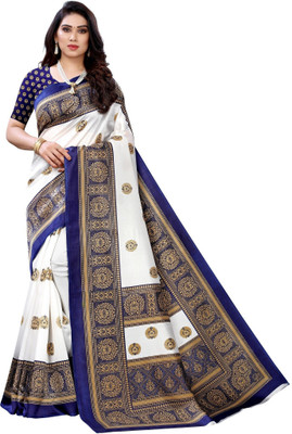 Moda Rapido Printed Kanjivaram Cotton Silk Saree(Dark Blue)