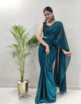Amavii Solid/Plain Bollywood Lycra Blend Saree(Green)