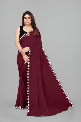 DHARMEE Embellished Bollywood Georgette, Chiffon Saree(Maroon)