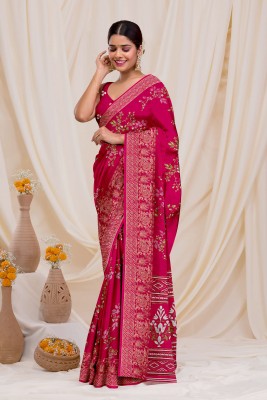 AK Fashion Printed Daily Wear Cotton Silk Saree(Pink)