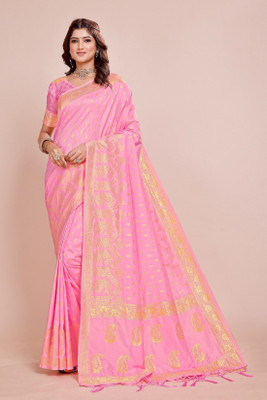 DHAYNAAND REEWA FASHION Woven Kanjivaram Georgette Saree(Pink)