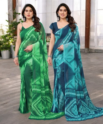 Moda Rapido Printed Bollywood Georgette Saree(Pack of 2, Multicolor)