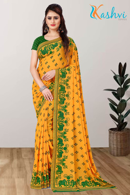Kashvi Printed Daily Wear Georgette Saree(Yellow)
