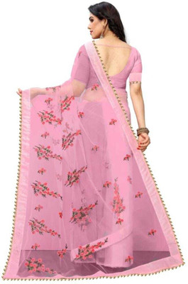 skyfiesta Embroidered Bhagalpuri Net Saree(Pink)