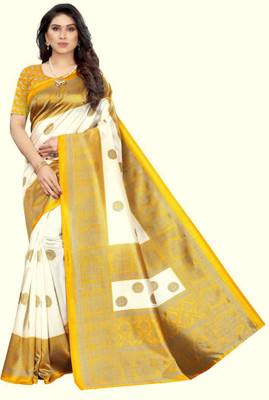 Vimalnath Synthetics Printed Daily Wear Art Silk Saree(Yellow)