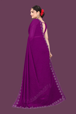 Shiv Febric Embellished Sambalpuri Organza Saree(Purple)