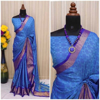 Bombey Velvat Fab Printed Daily Wear Cotton Silk Saree(Blue)