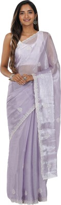 Teejh Embroidered Bollywood Tissue Saree(Purple)