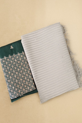 URMALL Striped, Embellished, Embroidered Bollywood Georgette Saree(Light Green)