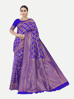 Tavas Woven Banarasi Georgette Saree(Blue)
